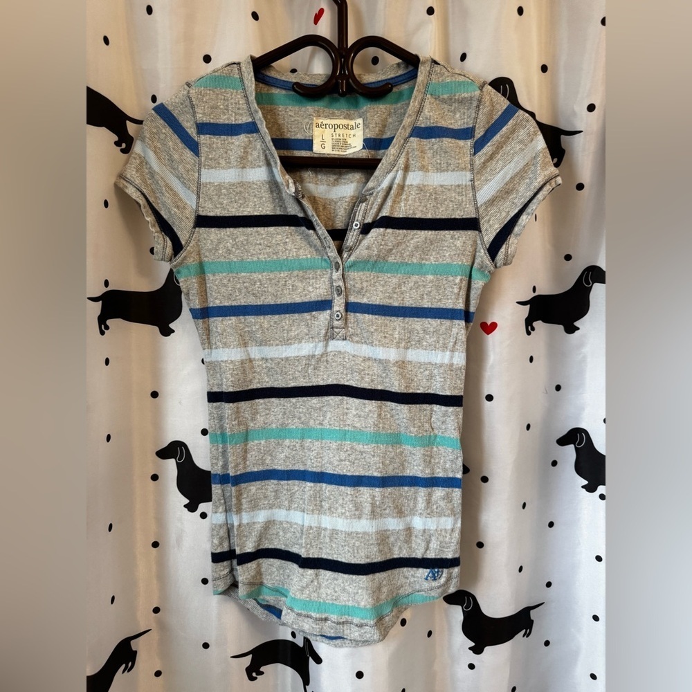 Aeropostale Striped Henley Shirt